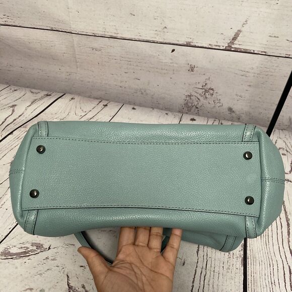 Coach Turnlock Edie Shoulder‎ Bag Cloud Blue Pebbled Leather Chain - Picture 12 of 16